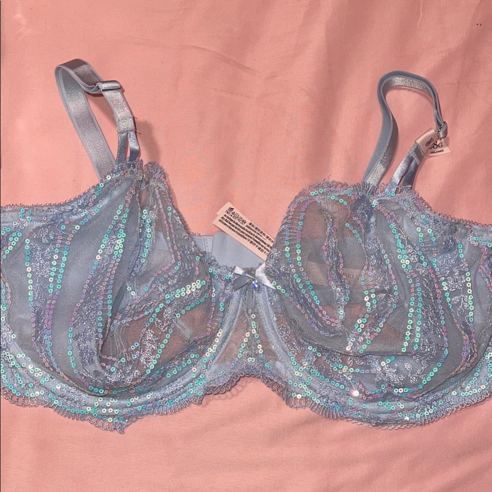 Victoria's Secret Sequin Sheer Bra - Light Blue